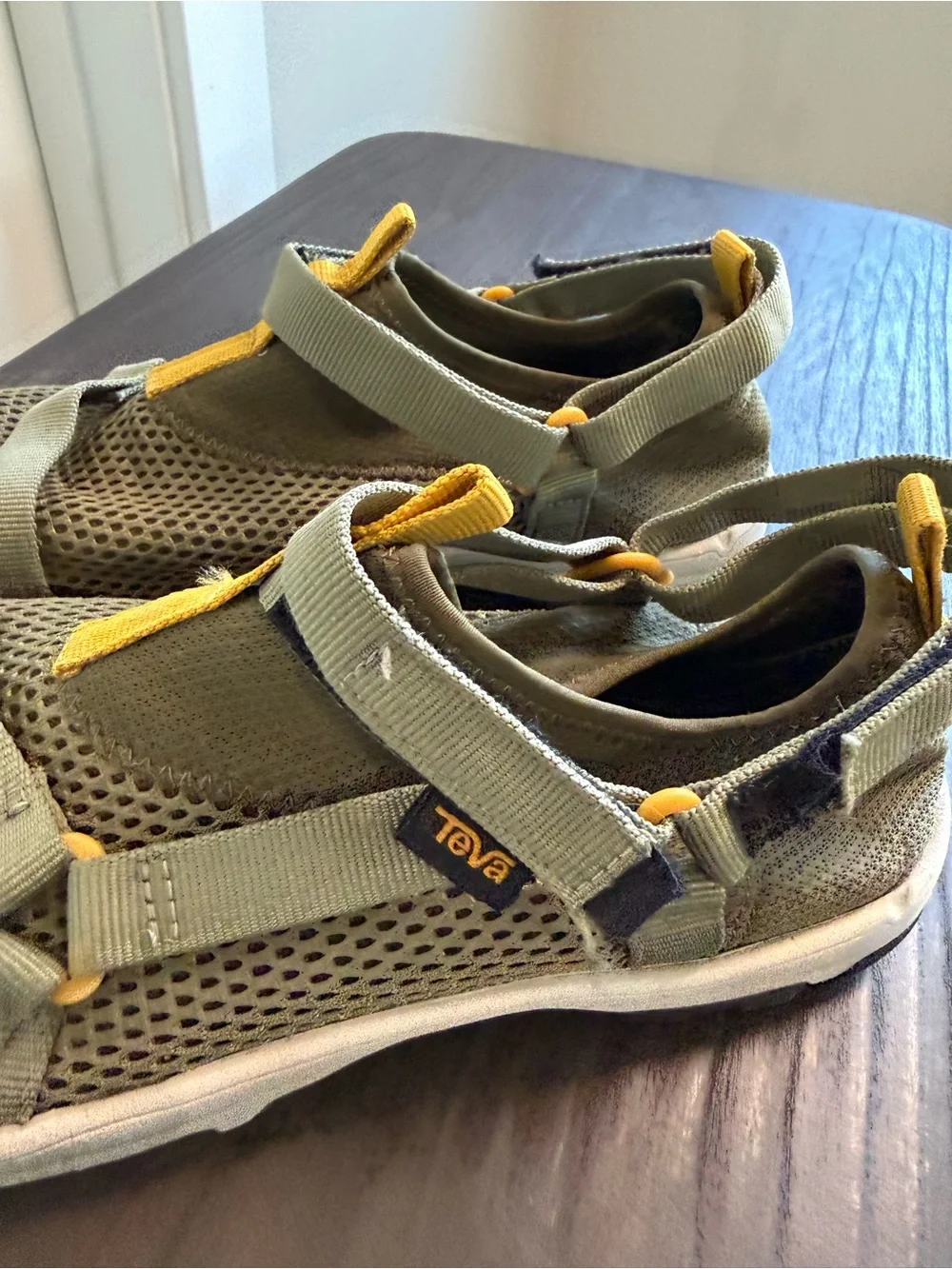 Teva Kids Olive Green and Yellow Water Shoes